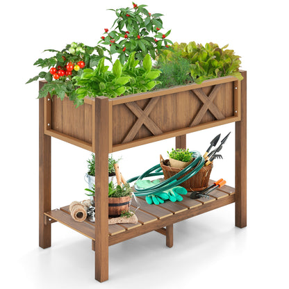 HIPS Raised Garden Bed Poly Wood Elevated Planter Box-Coffee