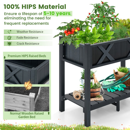 HIPS Raised Garden Bed Poly Wood Elevated Planter Box-Black