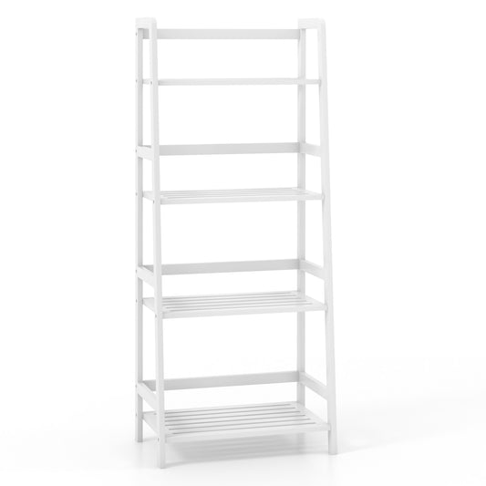 47.5 Inch 4-Tier Multifunctional Bamboo Bookcase Storage Stand Rack-White