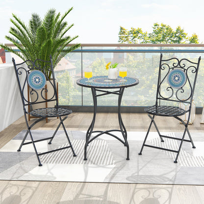 24 Inch Patio Bistro Table with Ceramic Tile Tabletop-Black