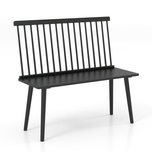 Entryway Bench for 2 with Spindle Back for Kitchen Dining Room Hallway-Black