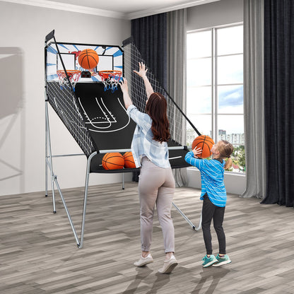 Foldable Double Electronic Basketball Game with 4 Balls Indoor