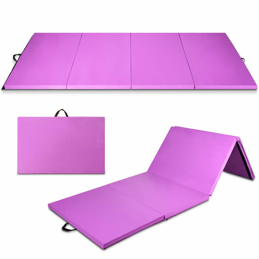 4 Feet x 10 Feet x 2 Inch Folding Gymnastics Tumbling Gym Mat-Pink