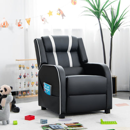 Kids Recliner Chair with Side Pockets and Footrest-Blue