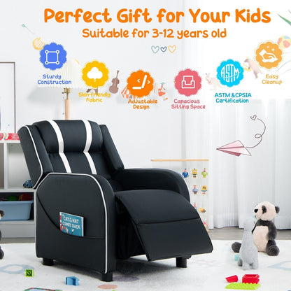 Kids Recliner Chair with Side Pockets and Footrest-Blue