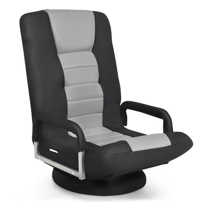 360-Degree Swivel Gaming Floor Chair with Foldable Adjustable Backrest-Blue