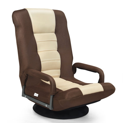 360-Degree Swivel Gaming Floor Chair with Foldable Adjustable Backrest-Blue