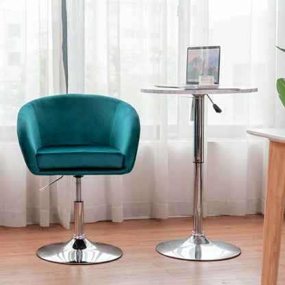 360 Degree Swivel Makeup Stool Accent Chair with Round Back and Metal Base-Gray