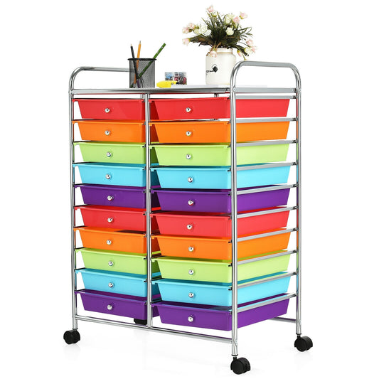20 Drawers Storage Rolling Cart Studio Organizer-Multicolor