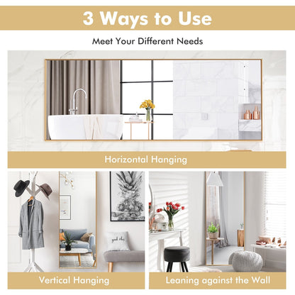 59 Inch Full Length Mirror Large Rectangle Bedroom Mirror-Black