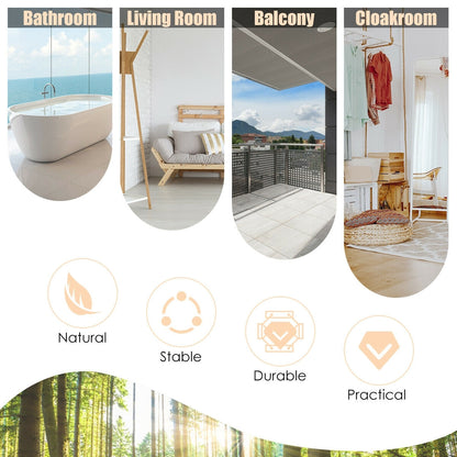 4 Panels Folding Wooden Room Divider-Natural