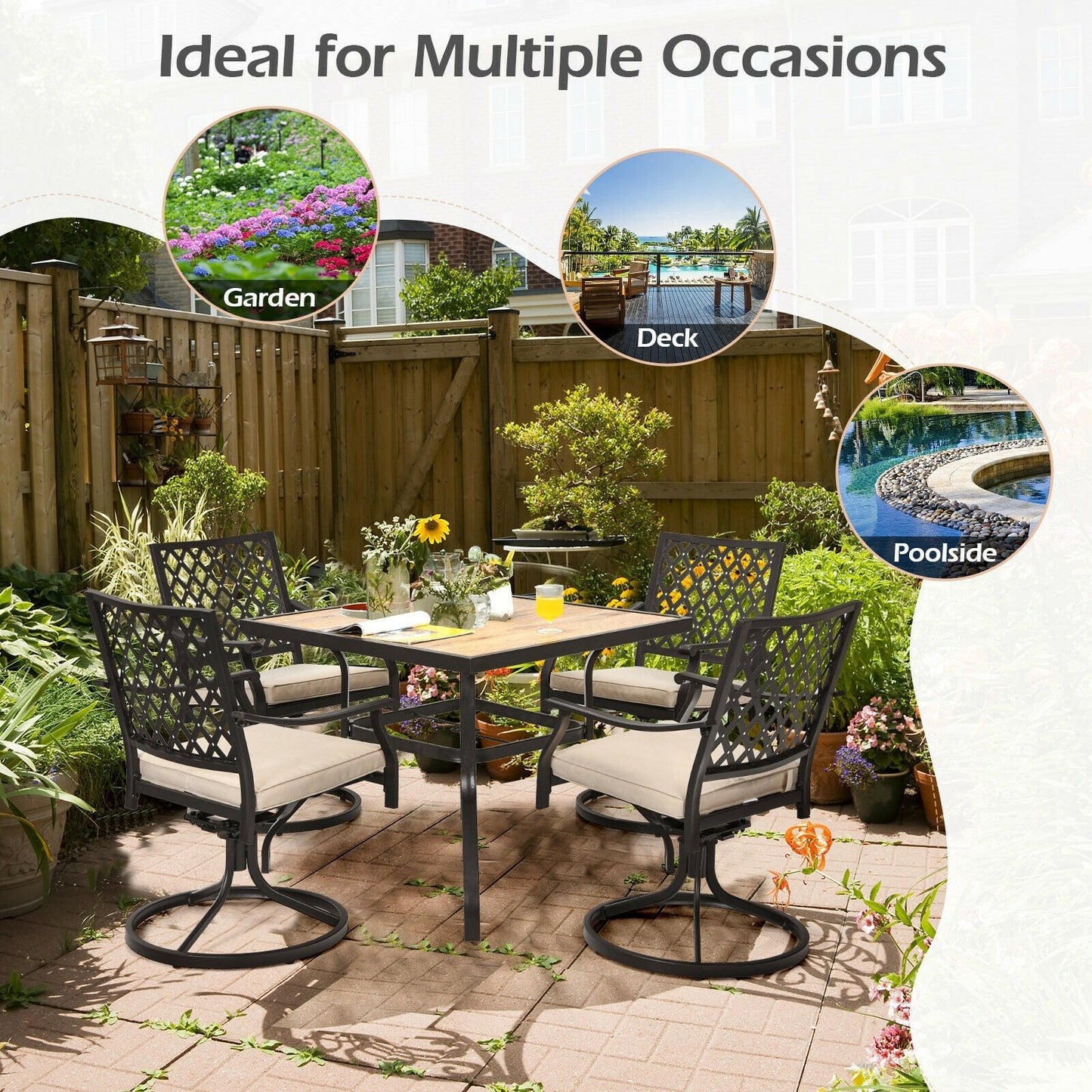 5-Piece Outdoor Patio Dining Set with Soft Cushions