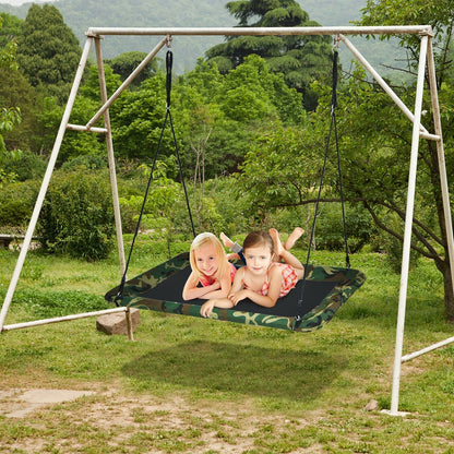 60 Inch Platform Tree Swing Outdoor with 2 Hanging Straps-Blue