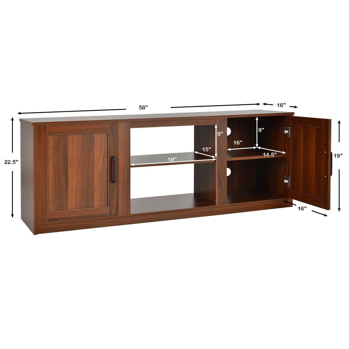 58 Inch TV Stand with 1500W Faux Fireplace for TVs up to 65 Inch-Vintage