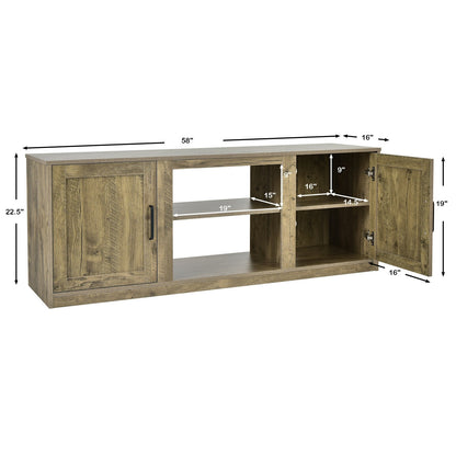 58 Inch TV Stand with 1500W Faux Fireplace for TVs up to 65 Inch-Natural