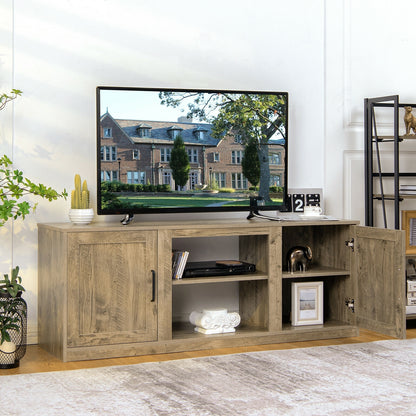 58 Inch TV Stand with 1500W Faux Fireplace for TVs up to 65 Inch-Natural