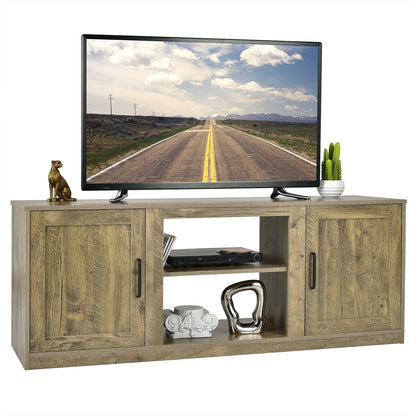 58 Inch TV Stand with 1500W Faux Fireplace for TVs up to 65 Inch-Natural