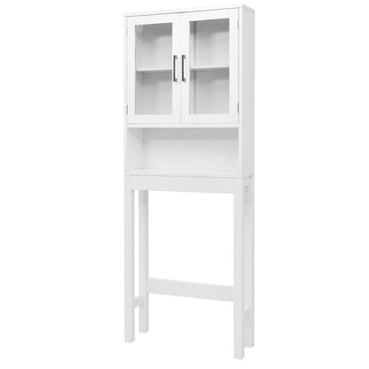 Over the Toilet Storage Cabinet Space Saver with Tempered Glass Door for Bathroom