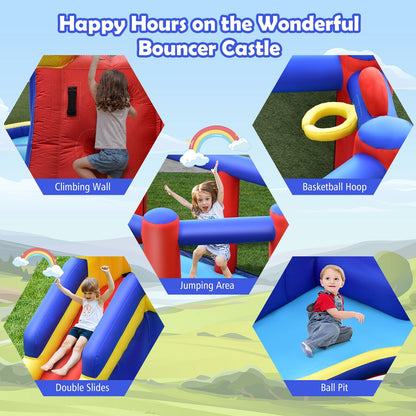 Kids Inflatable Bouncy Castle with Double Slides without Air Blower