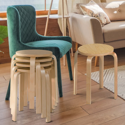 Set of 4 18 Inch Stackable Bentwood Dining Chairs with Round Top-Dark Brown