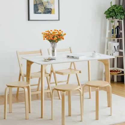 Set of 4 18 Inch Stackable Bentwood Dining Chairs with Round Top-Dark Brown