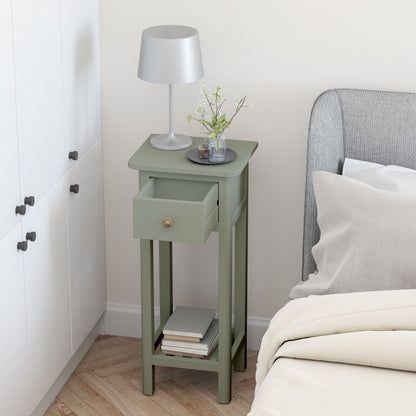 2 Tier Slim Nightstand Bedside Table with Drawer Shelf-Black