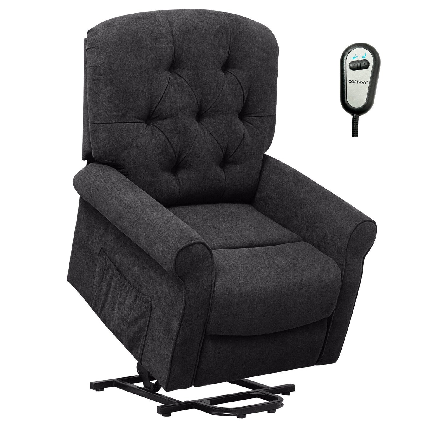 Recliner Chair Sofa for Elderly with Side Pocket and Remote Control-Black