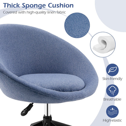 Adjustable Swivel Accent Chair Vanity Chair with Round Back-Blue