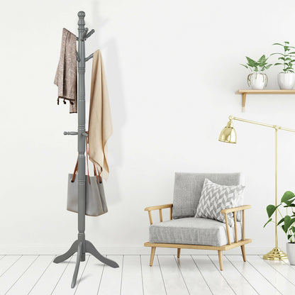 Adjustable Free Standing Wooden Coat Rack-Gray