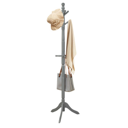 Adjustable Free Standing Wooden Coat Rack-Gray