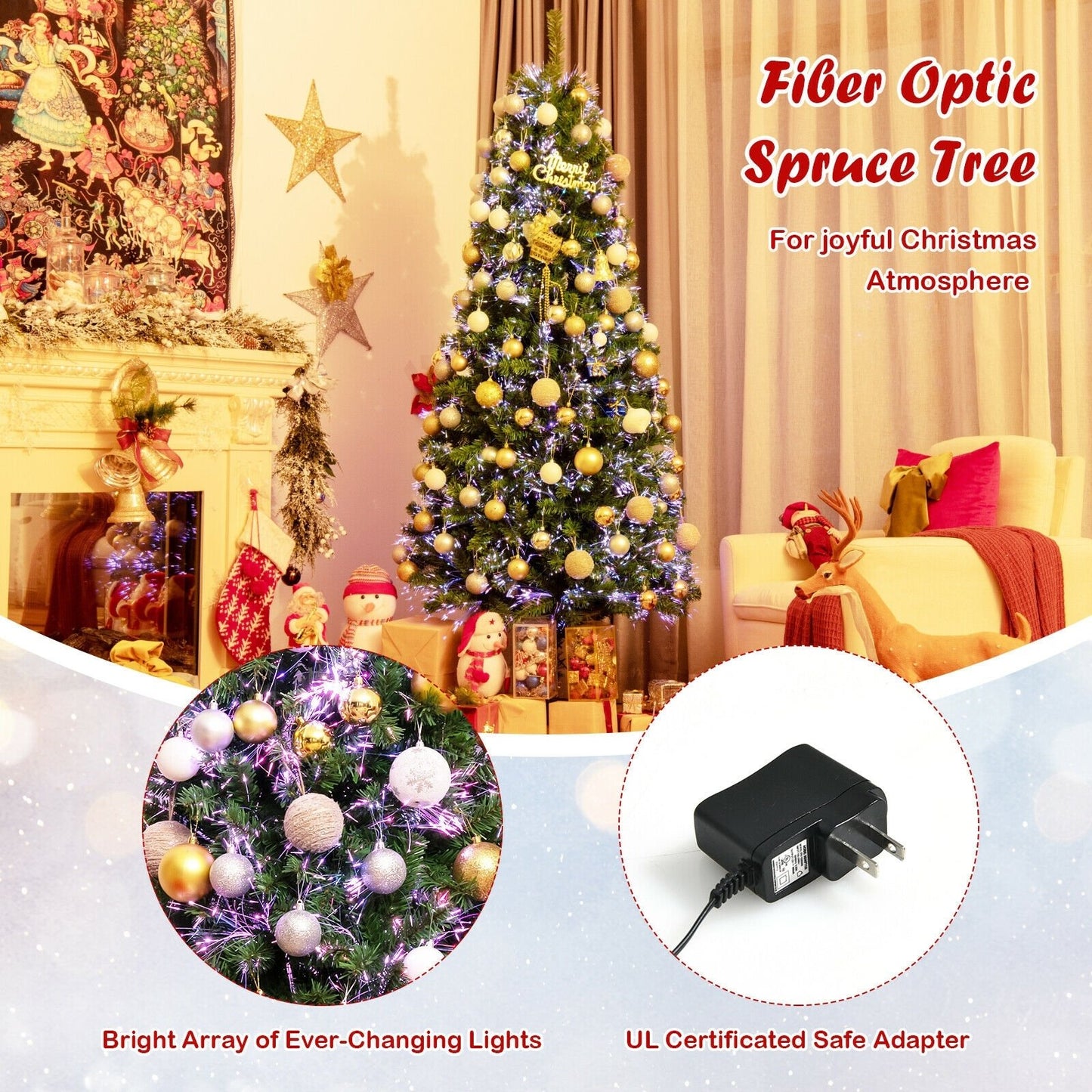 Pre-lit Multi-Colored Fiber Optic Spruce Artificial Christmas Tree-5 ft