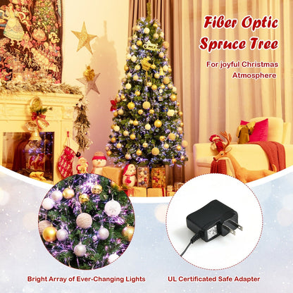 Pre-lit Multi-Colored Fiber Optic Spruce Artificial Christmas Tree-5 ft