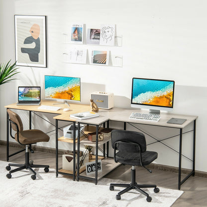 48 Inch Reversible L Shaped Computer Desk with Adjustable Shelf-Natural