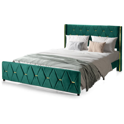 Queen/Full Size Upholstered Platform Bed Frame with Adjustable Headboard-Full Size