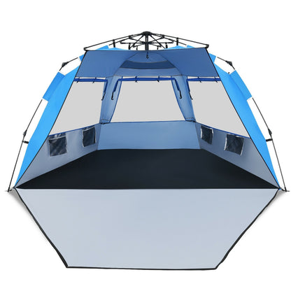 Easy Pop Up Beach Tent UPF 50+ Portable Sun Shelter-Blue for 3-4 Person