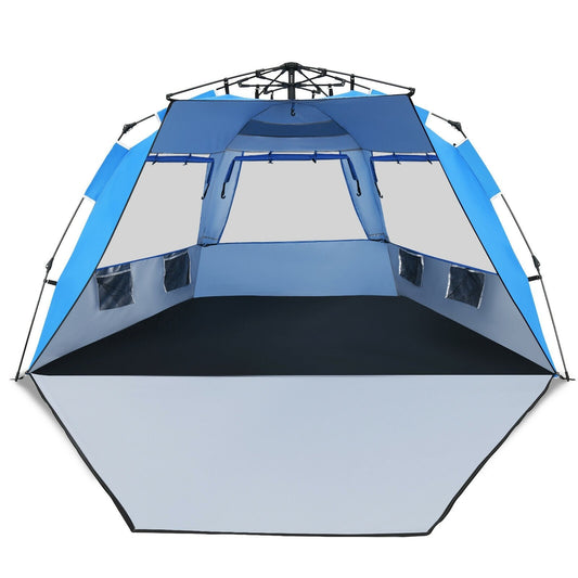 Easy Pop Up Beach Tent UPF 50+ Portable Sun Shelter-Blue for 3-4 Person