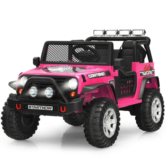 12V Kids Remote Control Electric  Ride On Truck Car with Lights and Music-Pink