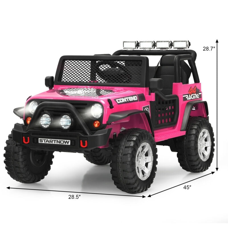 12V Kids Remote Control Electric  Ride On Truck Car with Lights and Music-Pink