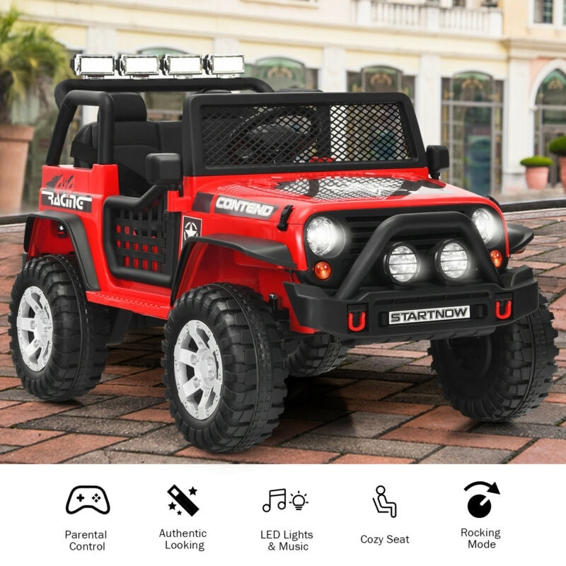12V Kids Remote Control Electric  Ride On Truck Car with Lights and Music-Red