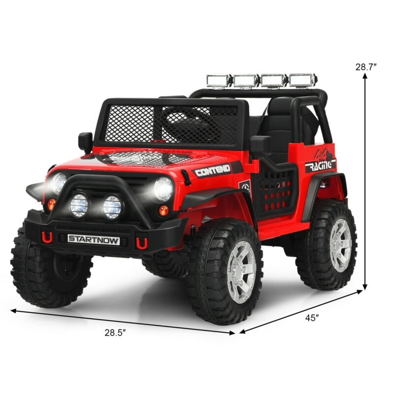 12V Kids Remote Control Electric  Ride On Truck Car with Lights and Music-Red