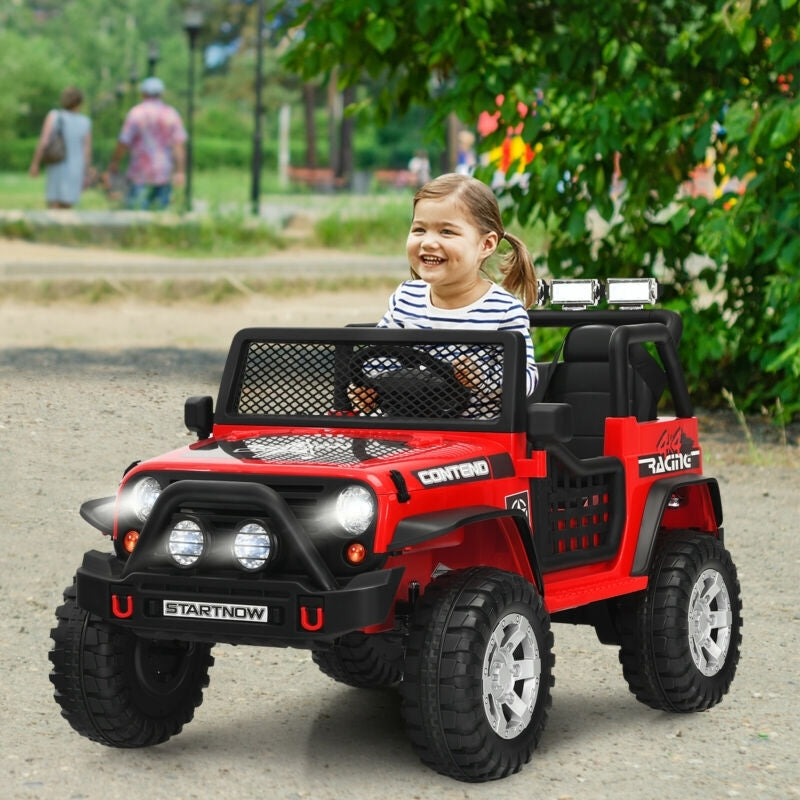 12V Kids Remote Control Electric  Ride On Truck Car with Lights and Music-Red