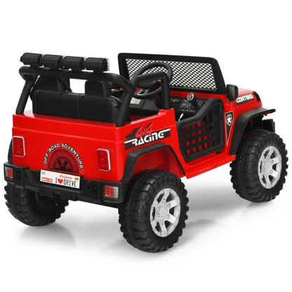 12V Kids Remote Control Electric  Ride On Truck Car with Lights and Music-Red