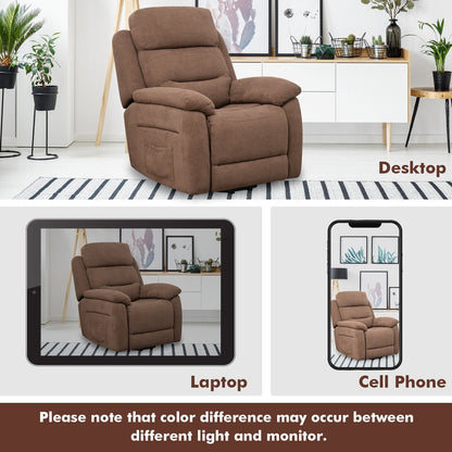 Power Lift Recliner Sofa with Side Pocket and Remote Control-Brown