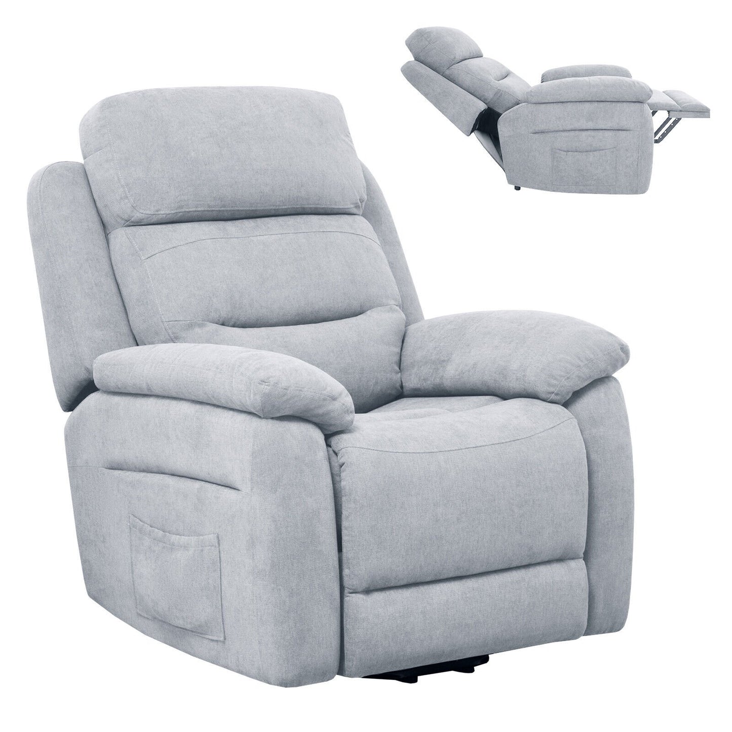 Power Lift Recliner Sofa with Side Pocket and Remote Control-Brown