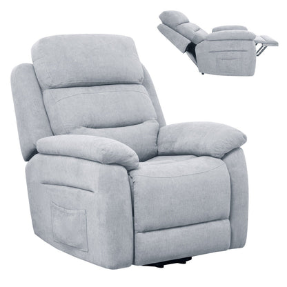 Power Lift Recliner Sofa with Side Pocket and Remote Control-Brown