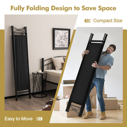 6 Feet 4-Panel Folding Freestanding Room Divider-Black