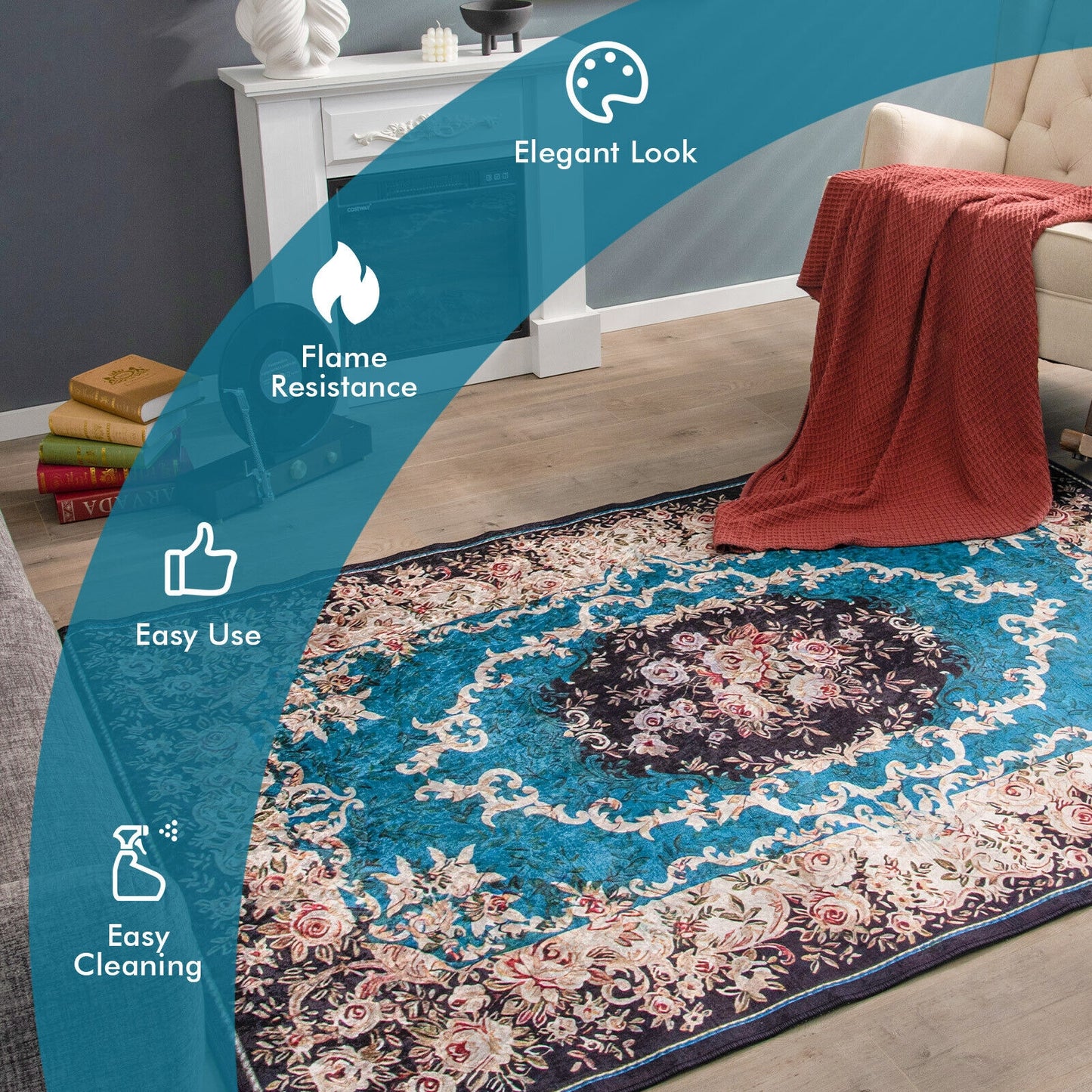 Area Rug with Non-Shedding Surface and Anti-slip Bottom-S
