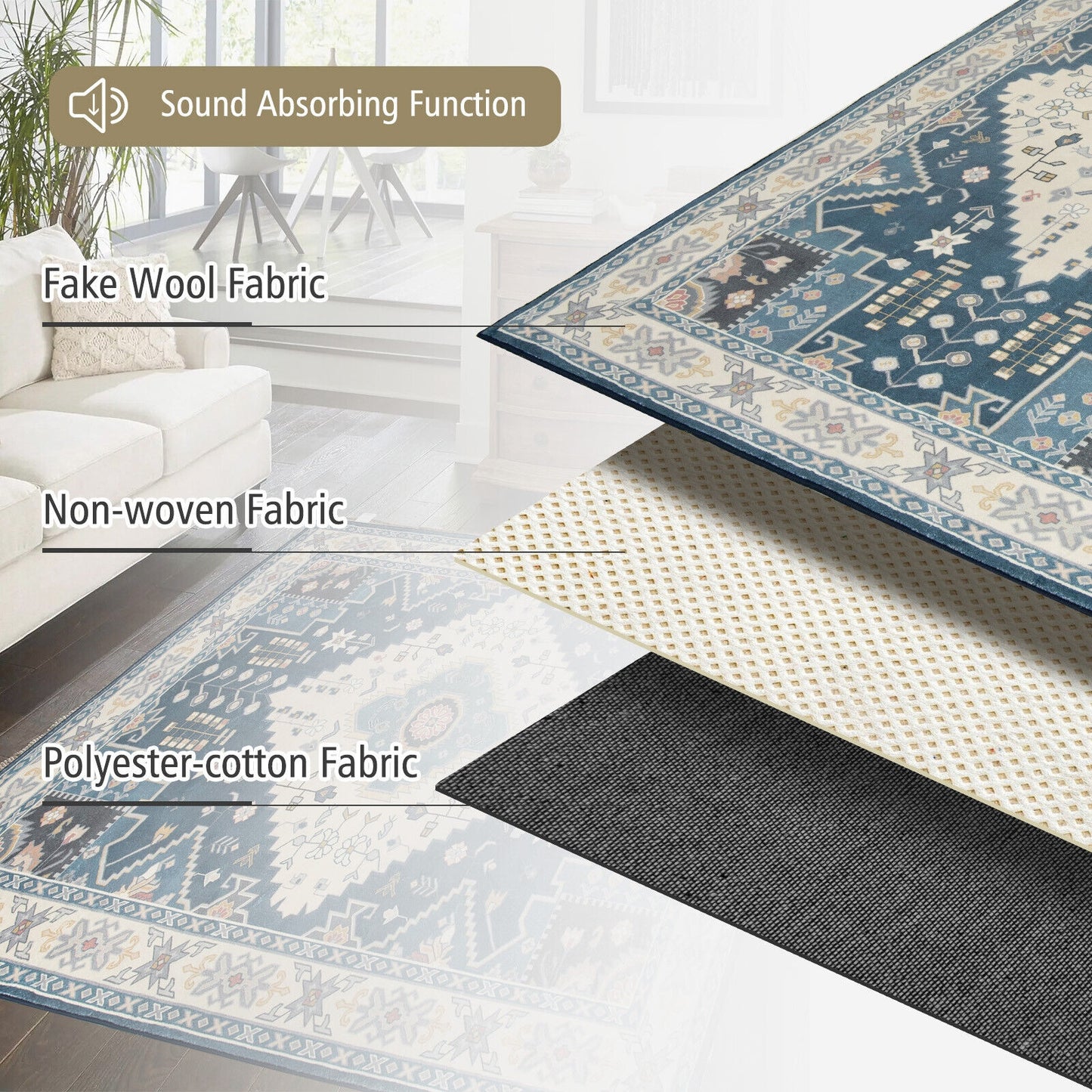 Faux Wool Fabric Area Rugs Doormat-S