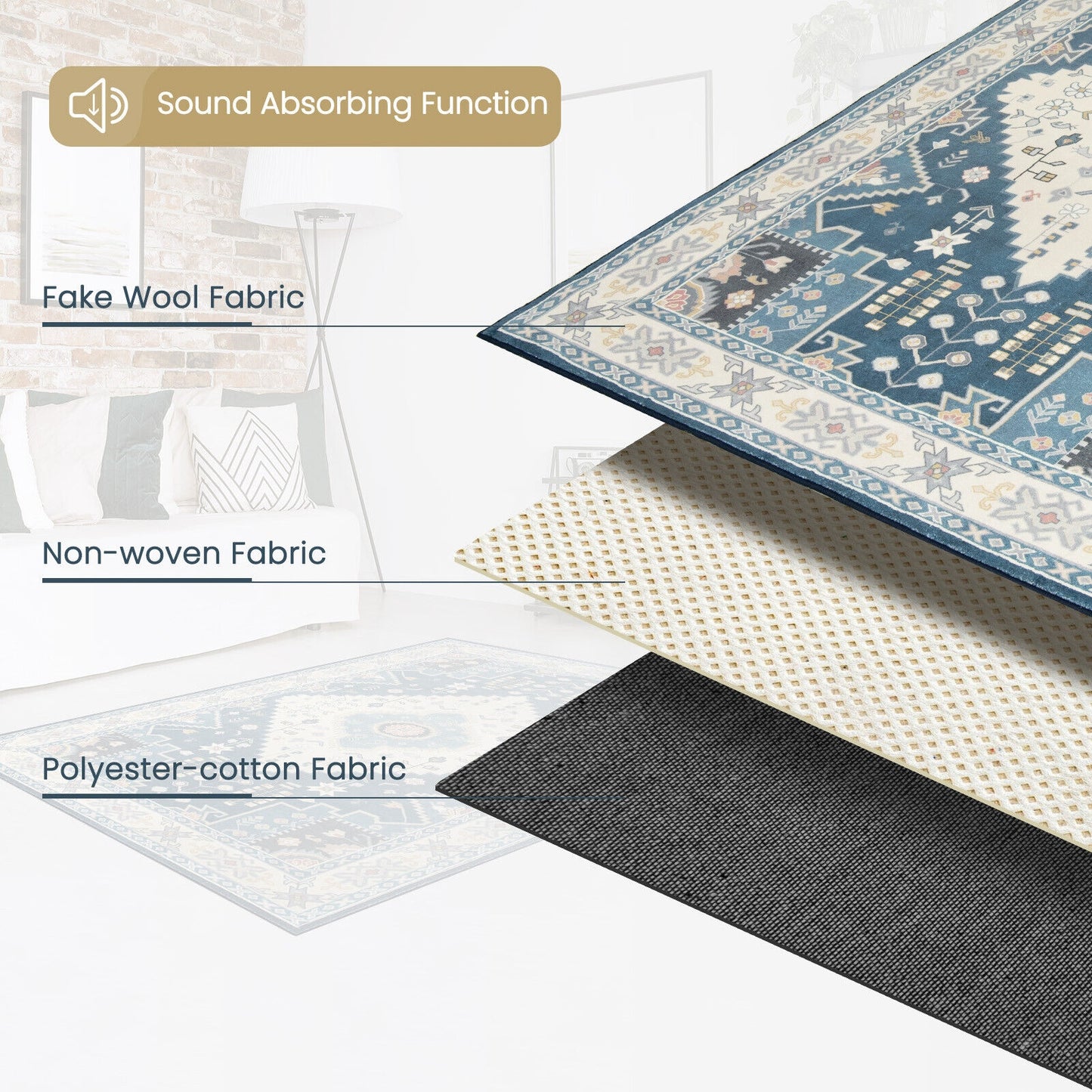Faux Wool Fabric Area Rugs Doormat-M