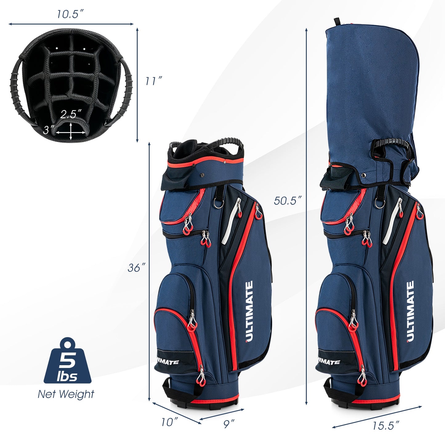 Lightweight and Large Capacity Golf Stand Bag-Navy
